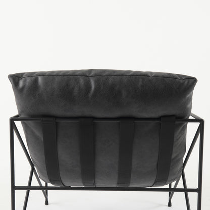 30" Black Faux Leather Distressed Wingback Chair