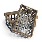 Set of Two 19" Gray Metal Basket