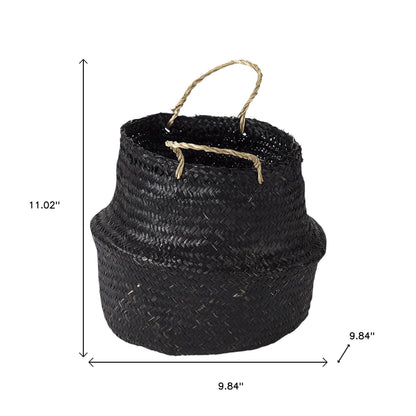 Set of Three Black Wicker Basket
