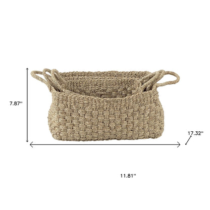 Set of Three Natural Wicker Basket