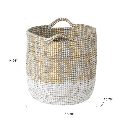 Set of Three Beige And White Wicker Desk Organizer