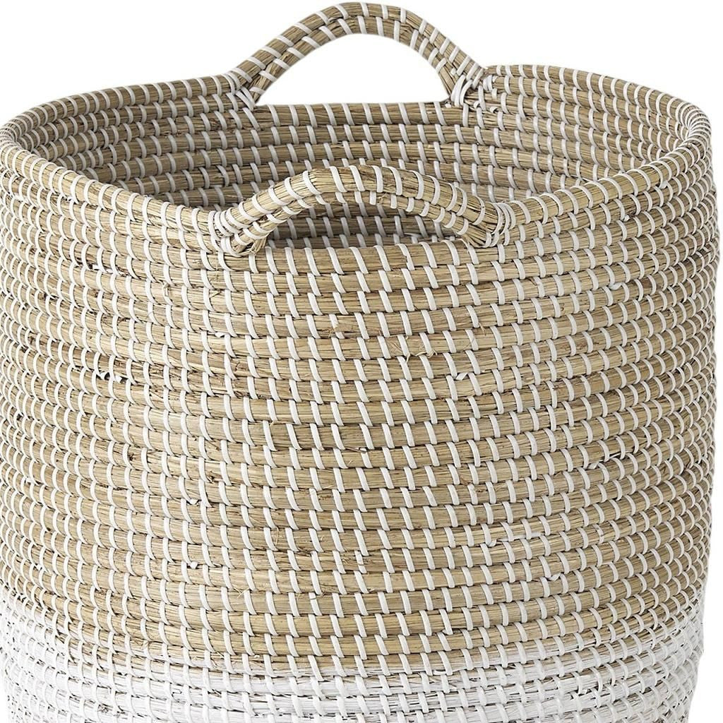 Set of Three Beige And White Wicker Desk Organizer