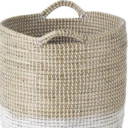 Set of Three Beige And White Wicker Desk Organizer