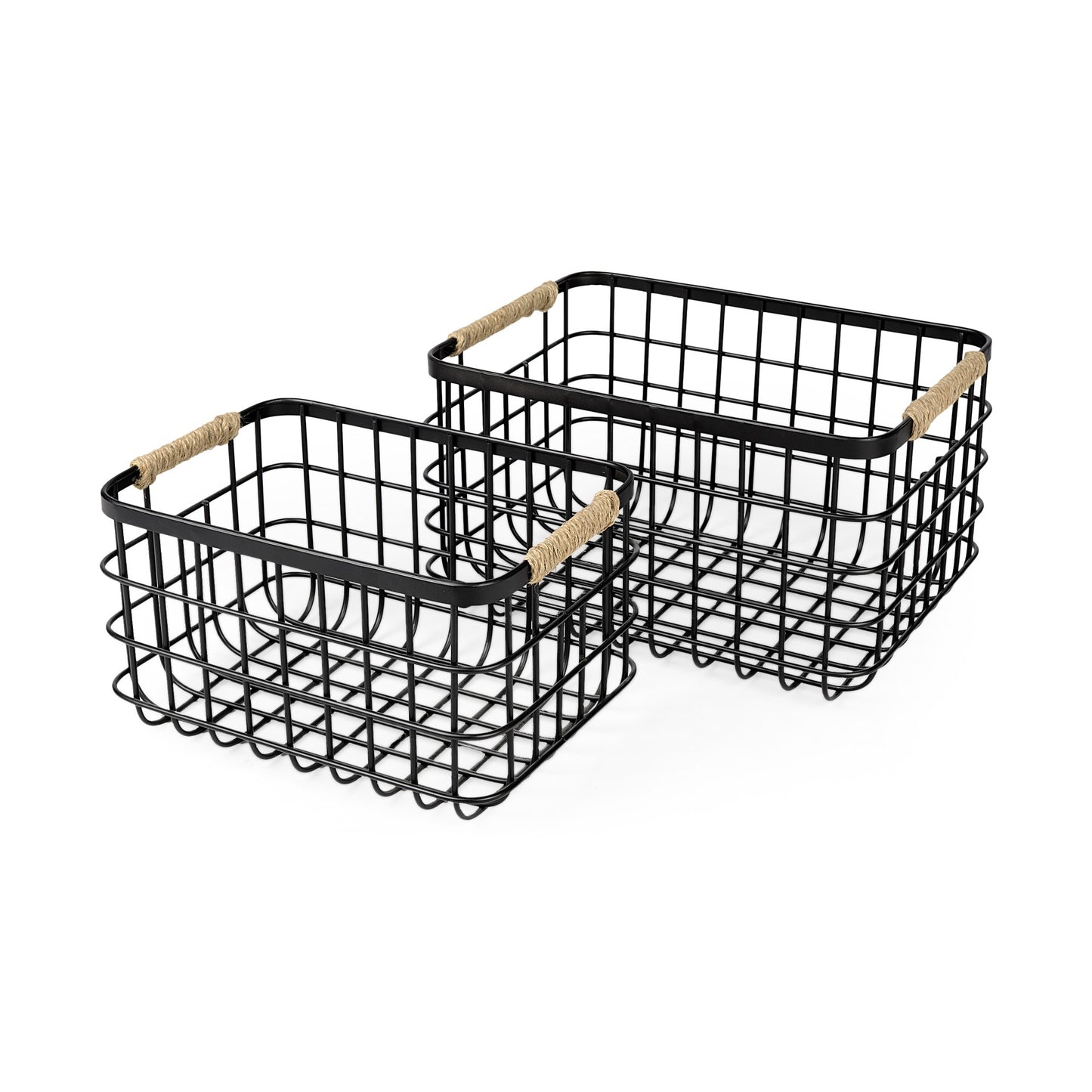 Set of Two Black Metal Basket
