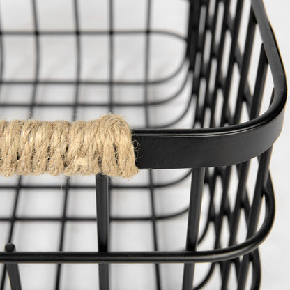 Set of Two Black Metal Basket