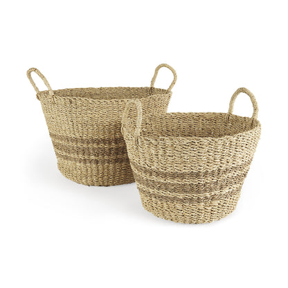 Set of Two Brown Wicker Basket