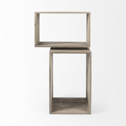 Set of Two Brown Solid and Manufactured Wood Two Tier Floating Bookcase