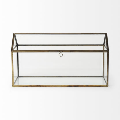 6" Clear And Gold Glass And Metal Box