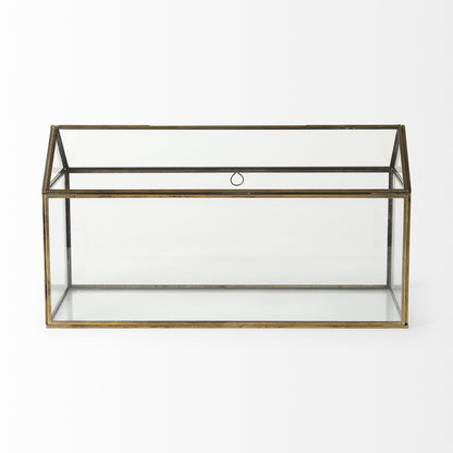 6" Clear And Gold Glass And Metal Box