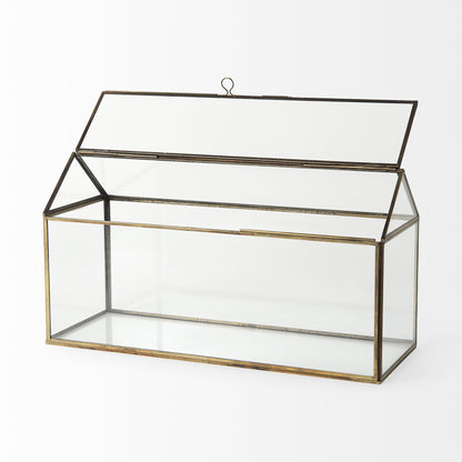 6" Clear And Gold Glass And Metal Box