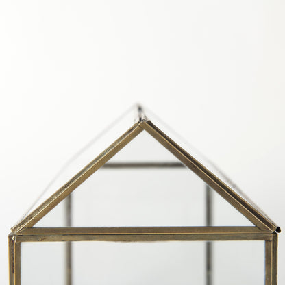6" Clear And Gold Glass And Metal Box