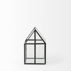 6" Black And Clear Glass And Metal Box