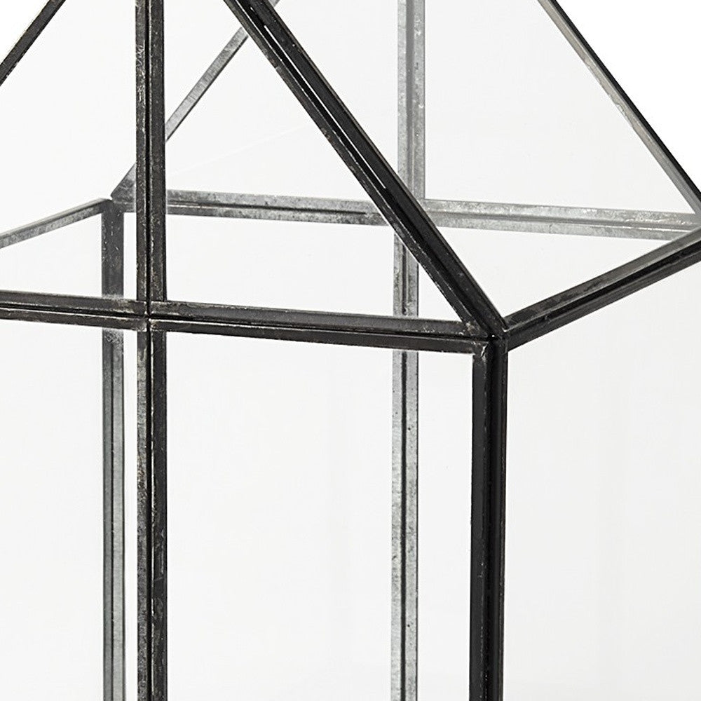 8" Black And Clear Glass And Metal Box