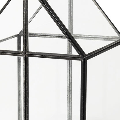 8" Black And Clear Glass And Metal Box