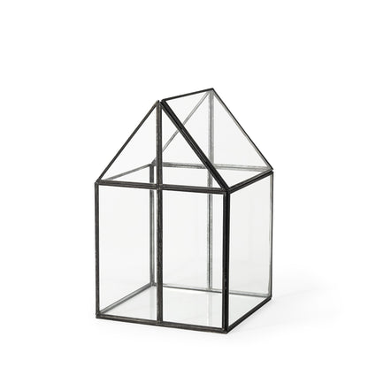 8" Black And Clear Glass And Metal Box