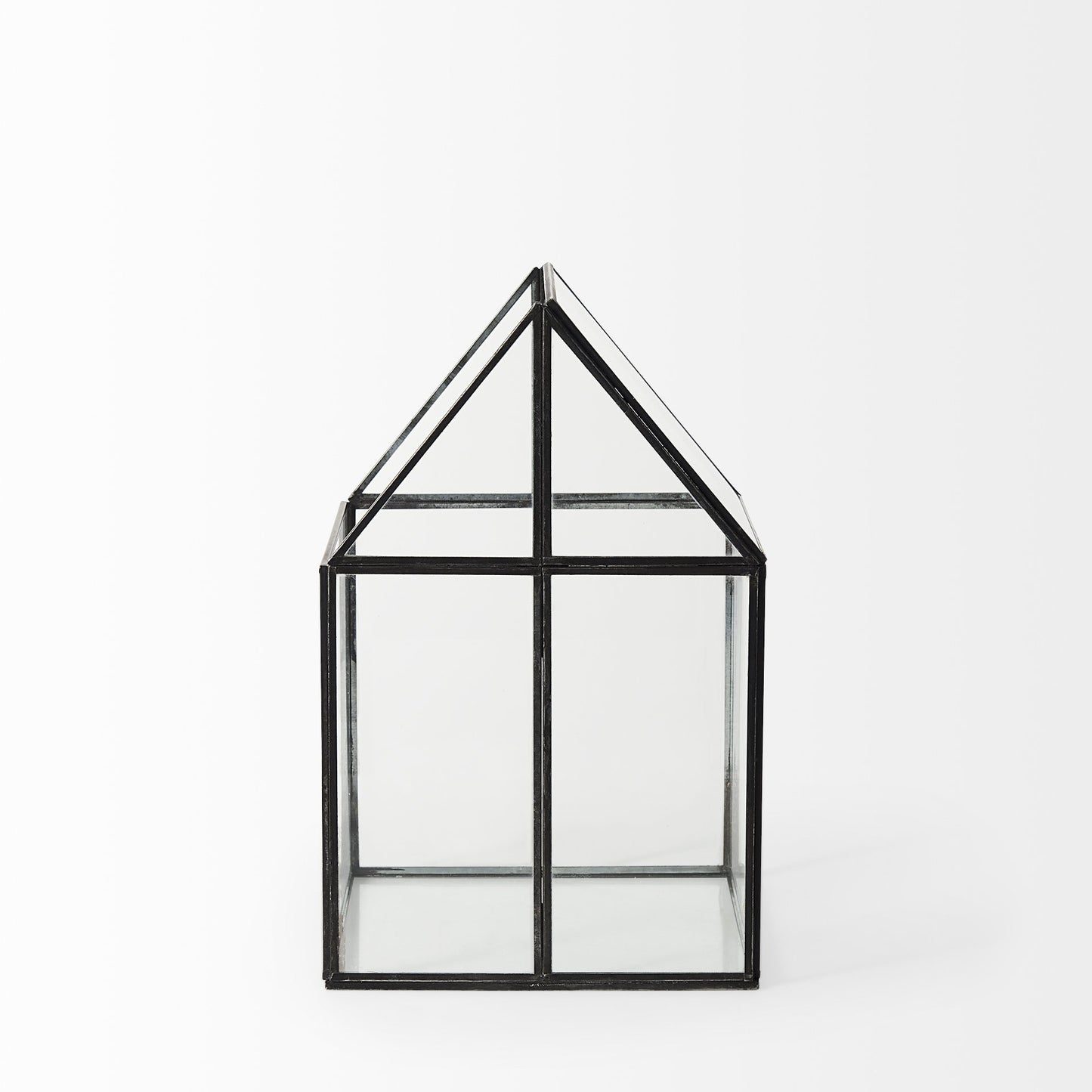 8" Black And Clear Glass And Metal Box