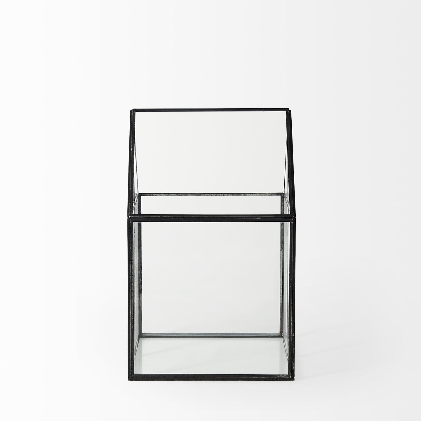 8" Black And Clear Glass And Metal Box