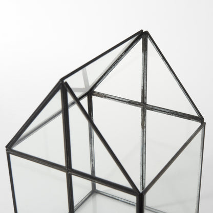 8" Black And Clear Glass And Metal Box