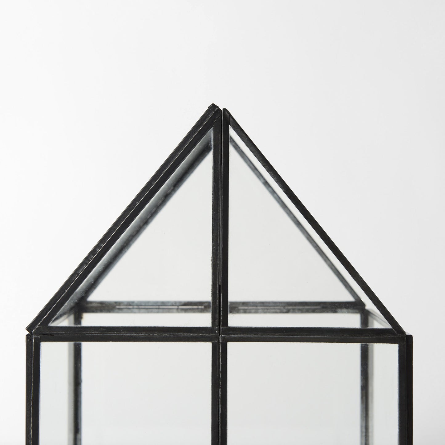 8" Black And Clear Glass And Metal Box
