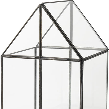 10" Black And Clear Glass And Metal Box
