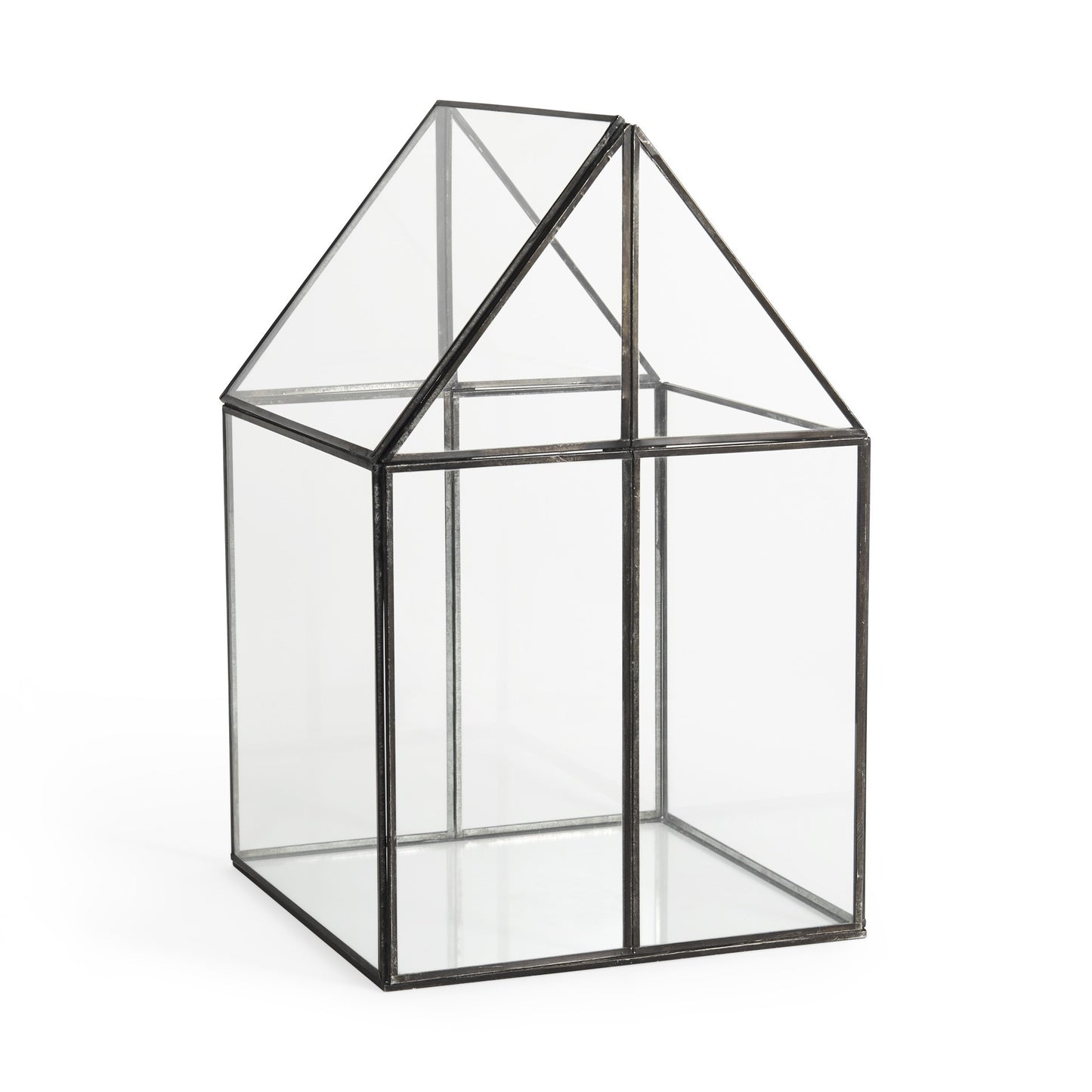 10" Black And Clear Glass And Metal Box