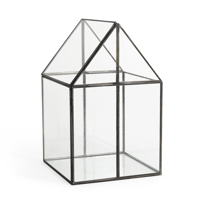 10" Black And Clear Glass And Metal Box