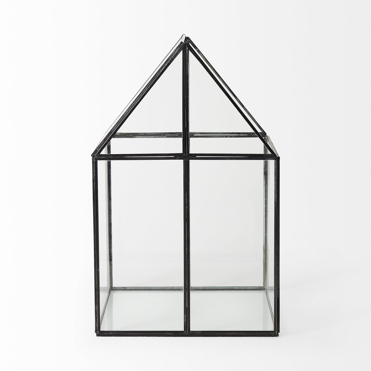 10" Black And Clear Glass And Metal Box