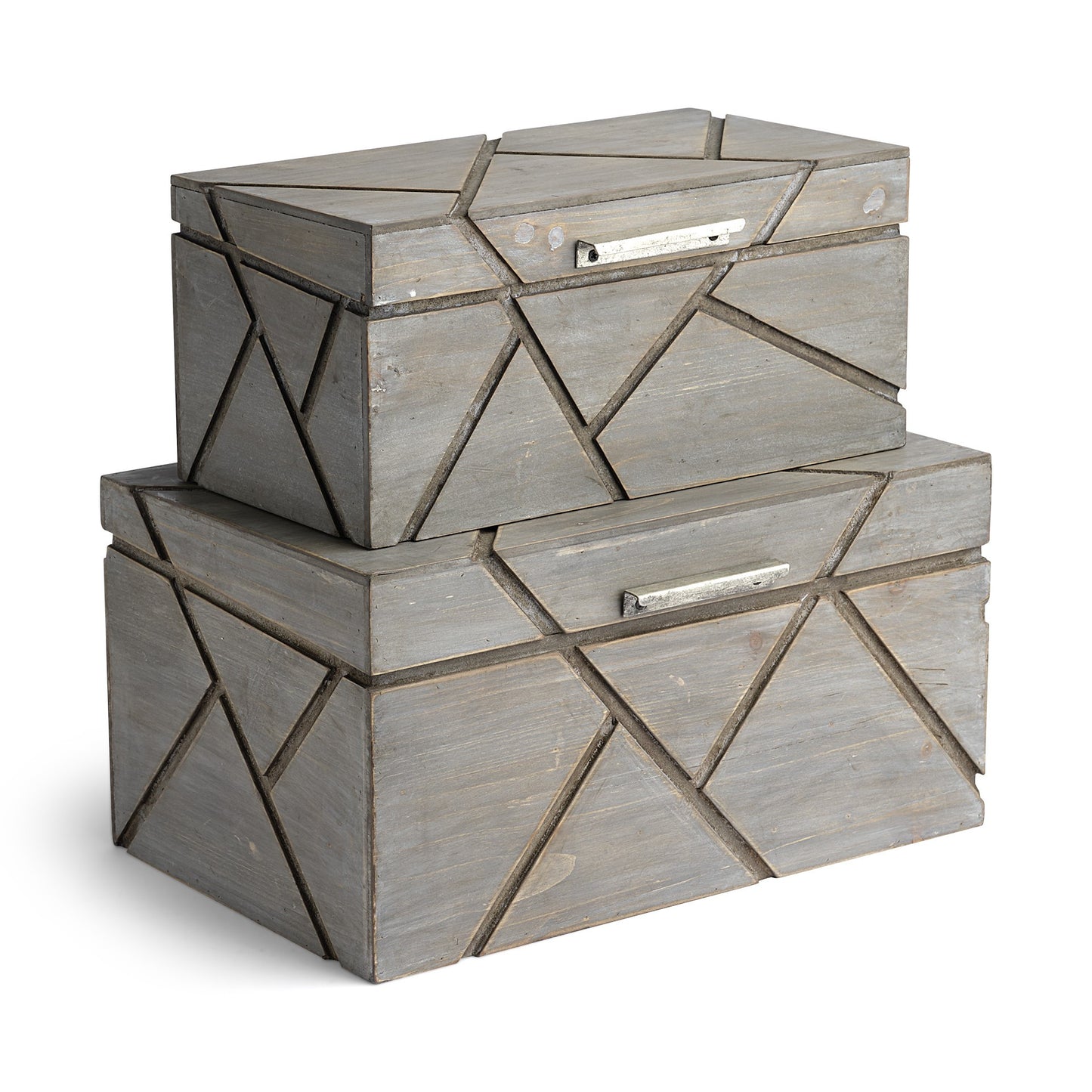 11" Gray Solid Wood Box With Lid