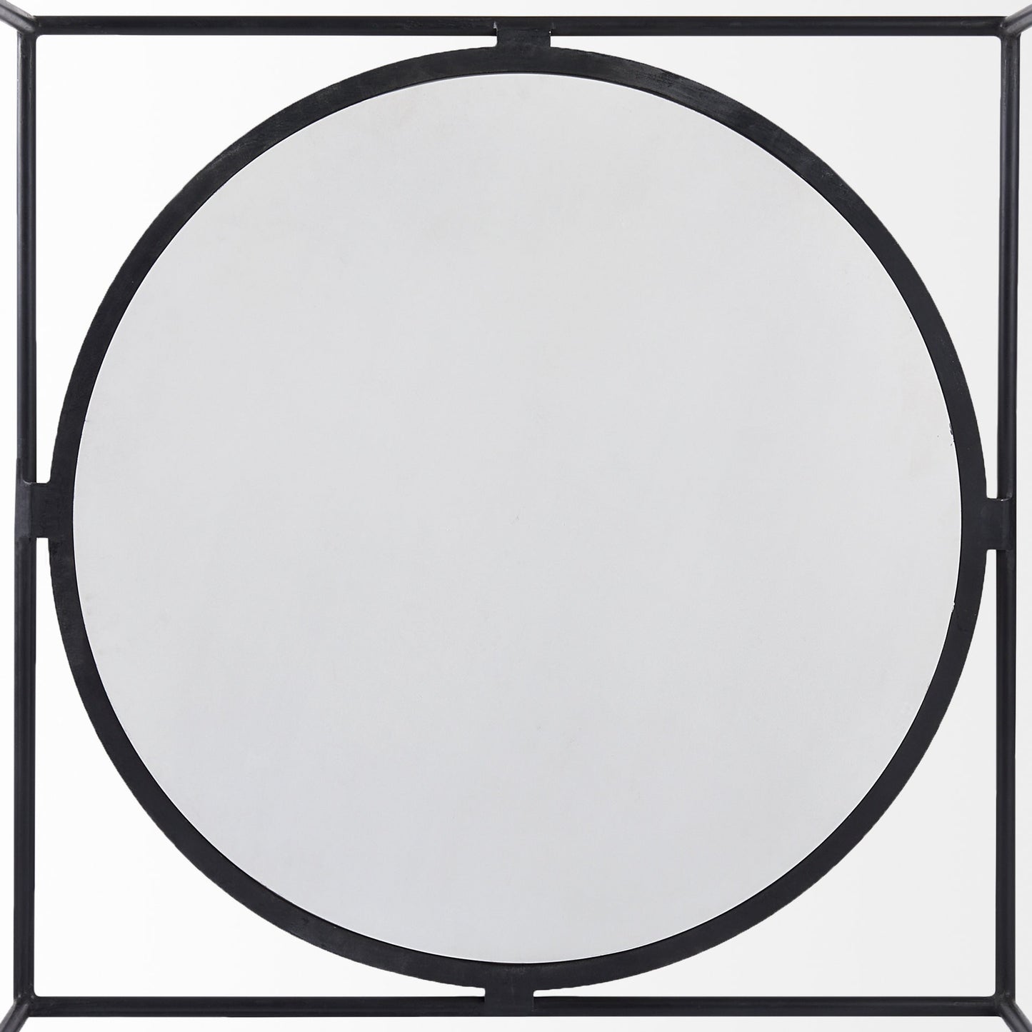 36" White and Black Genuine Marble and Metal Square Frame Coffee Table