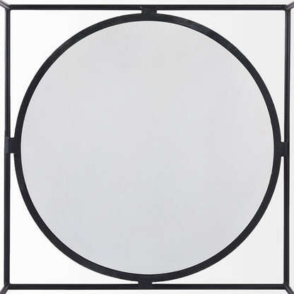 36" White and Black Genuine Marble and Metal Square Frame Coffee Table