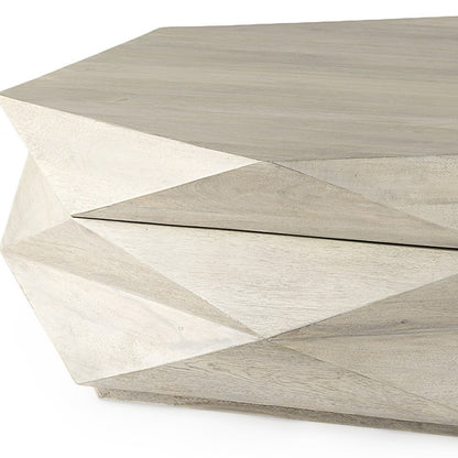 48" Natural Solid Wood Hexagon Lift Top Solid Coffee Table