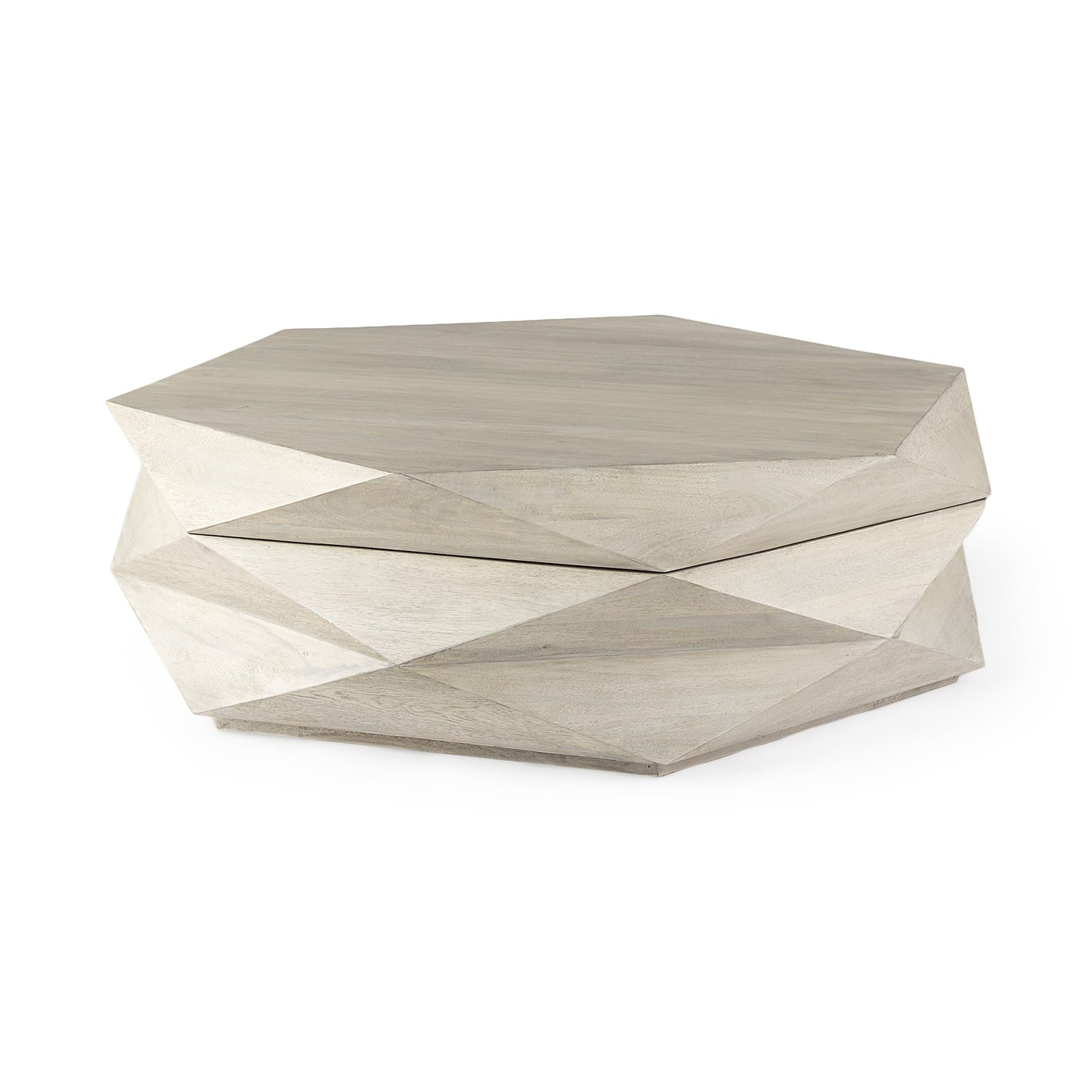 48" Natural Solid Wood Hexagon Lift Top Solid Coffee Table
