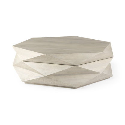 48" Natural Solid Wood Hexagon Lift Top Solid Coffee Table