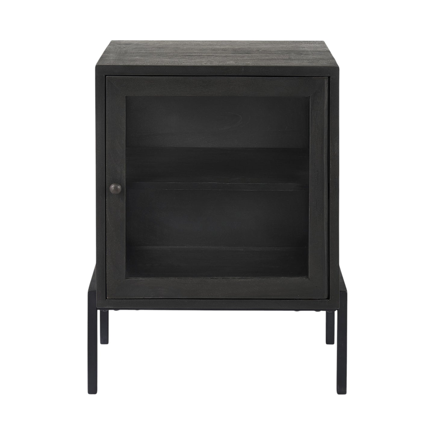 26" Black And Brown Solid Wood Square End Table