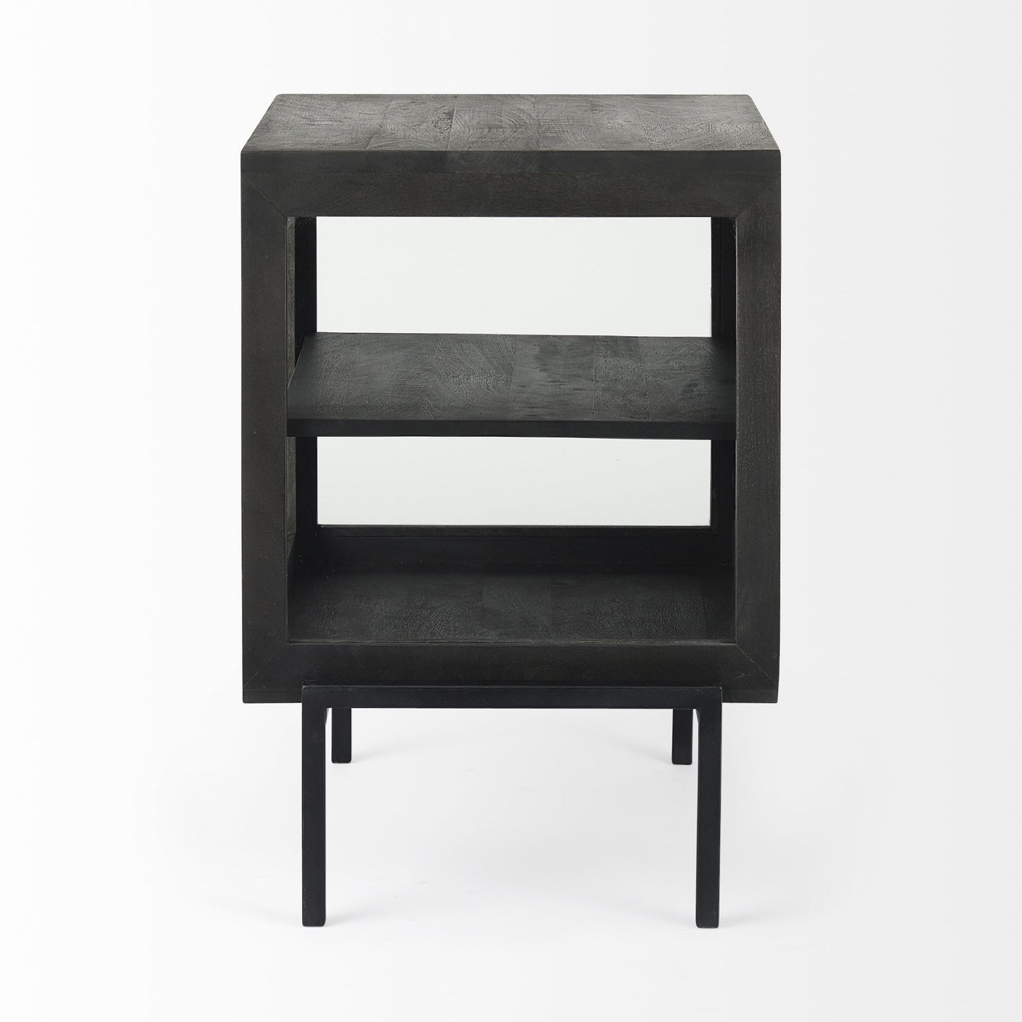 26" Black And Brown Solid Wood Square End Table