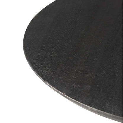 24" Black Solid and Manufactured Wood Round End Table