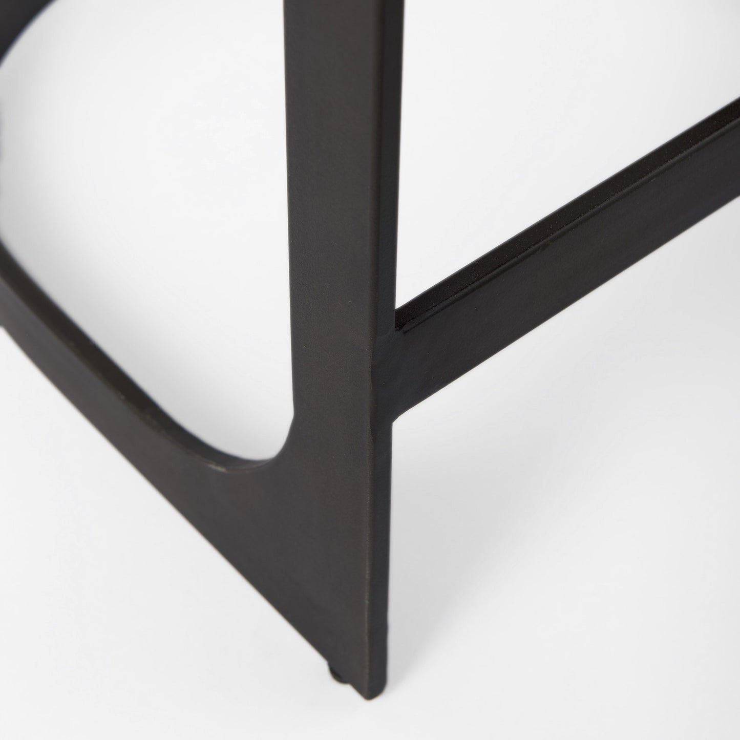 29" Black Leather and Metal Backless Bar Chair