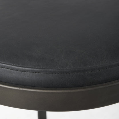 29" Black Faux Leather and Metal Backless Bar Chair