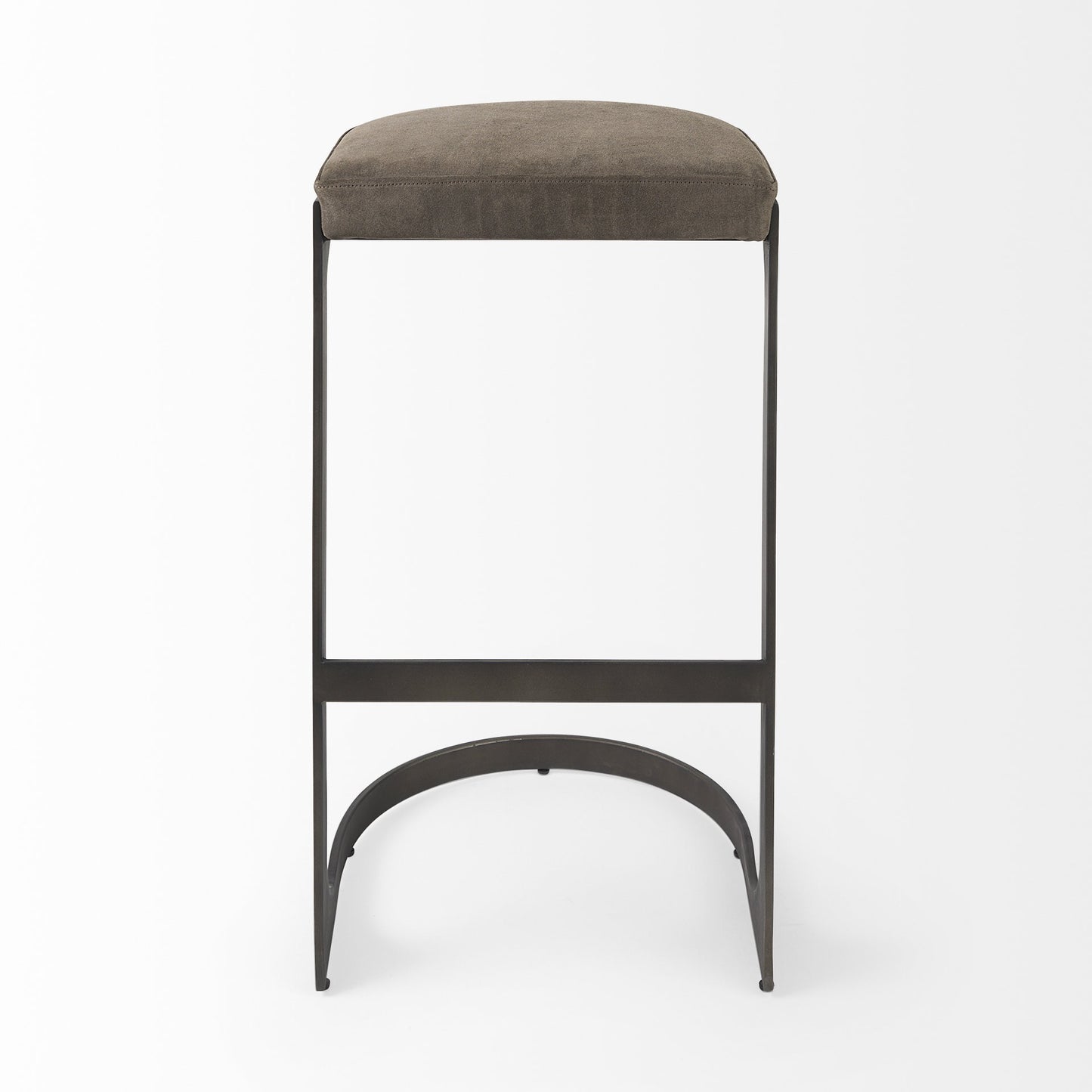 29" Black Leather and Metal Backless Bar Chair