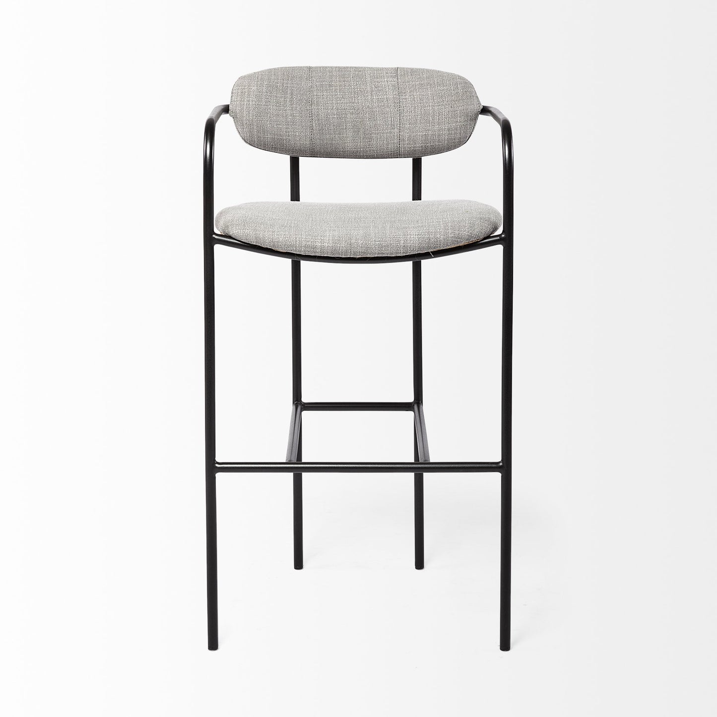 29" Gray and Black Fabric and Steel Bar Chair