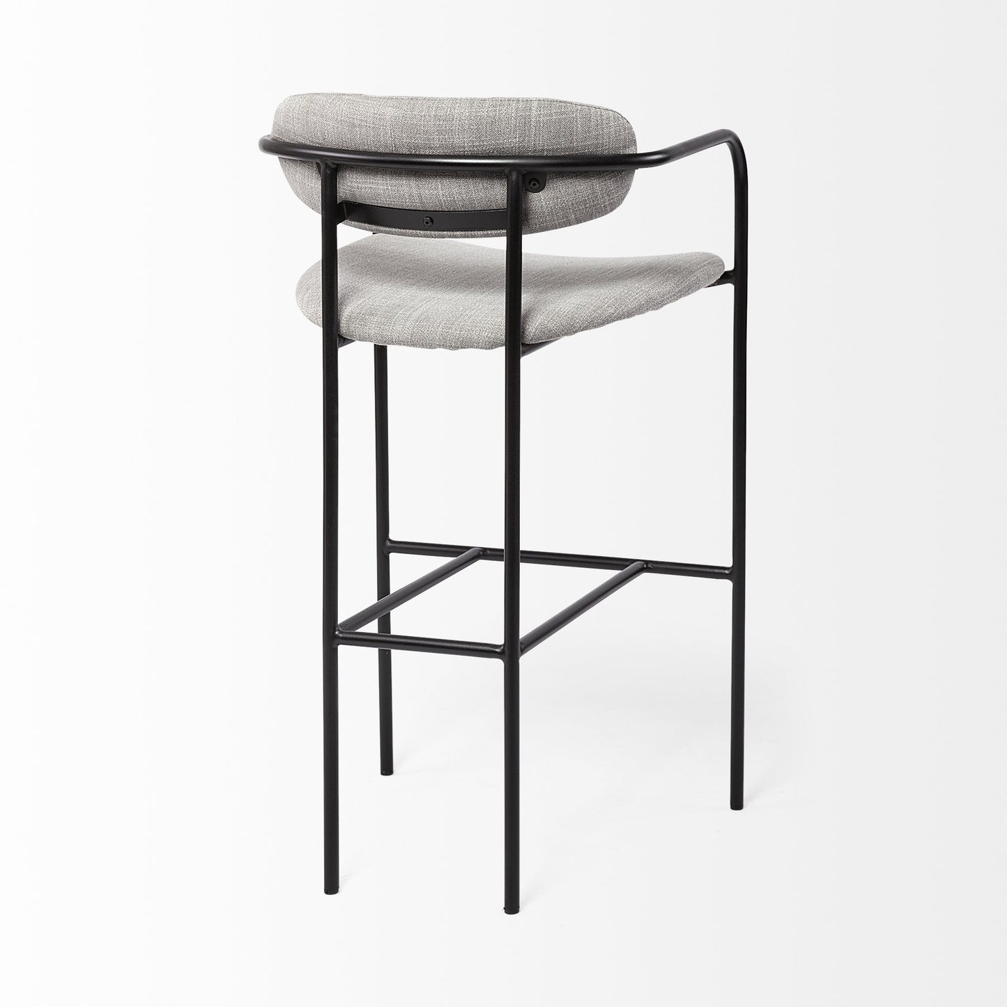 29" Gray and Black Fabric and Steel Bar Chair