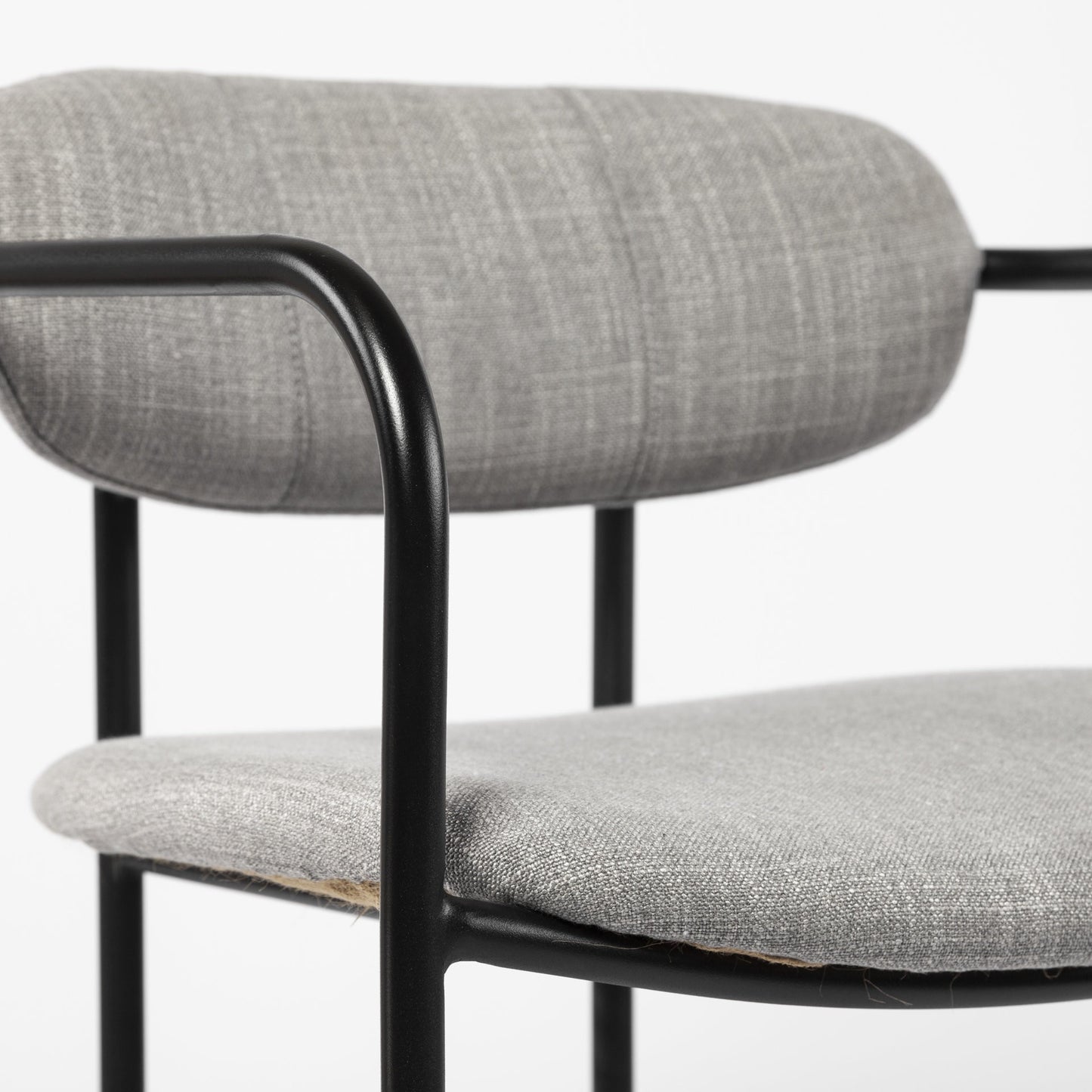 29" Gray and Black Fabric and Steel Bar Chair