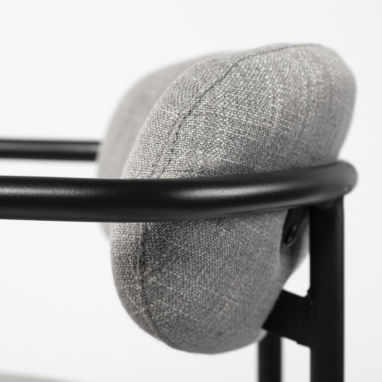 29" Gray and Black Fabric and Steel Bar Chair