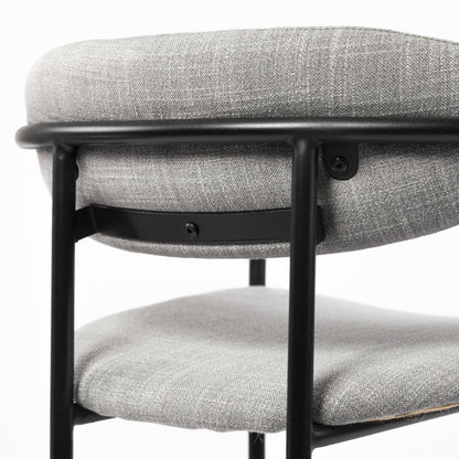 29" Gray and Black Fabric and Steel Bar Chair
