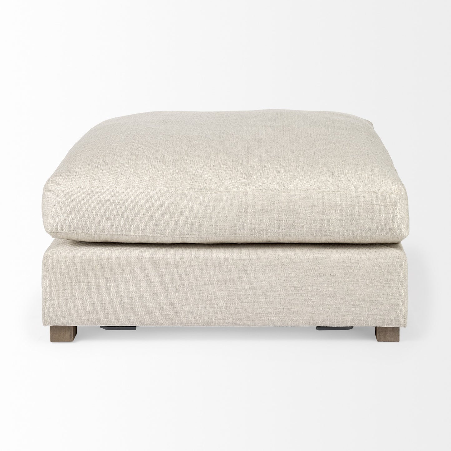 39" Beige Fabric and Brown Cocktail Ottoman