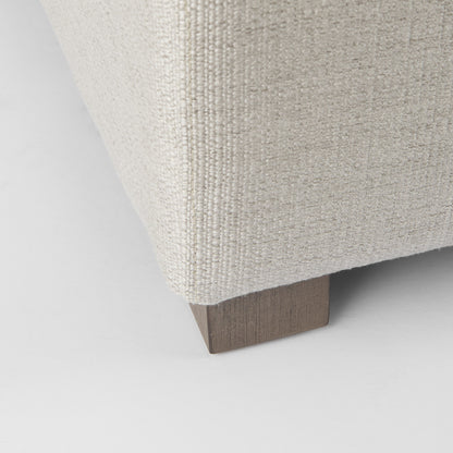 39" Beige Fabric and Brown Cocktail Ottoman