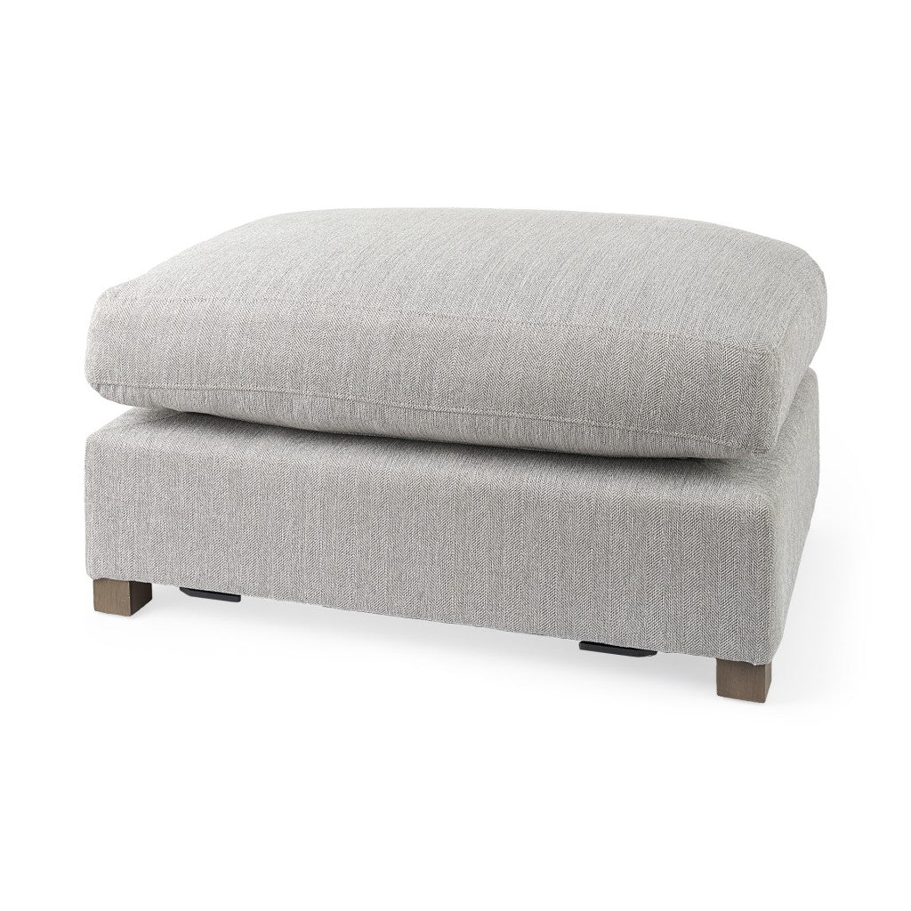 26" Light Gray Fabric and Brown Cocktail Ottoman