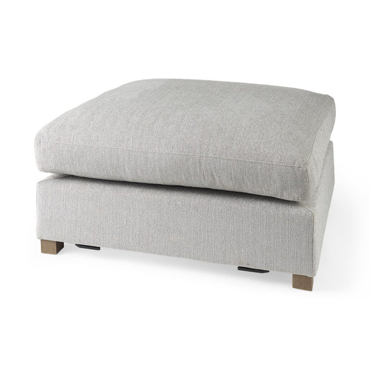 39" Light Gray Fabric and Brown Cocktail Ottoman