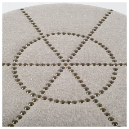 20" Cream Fabric Tufted Round Footstool