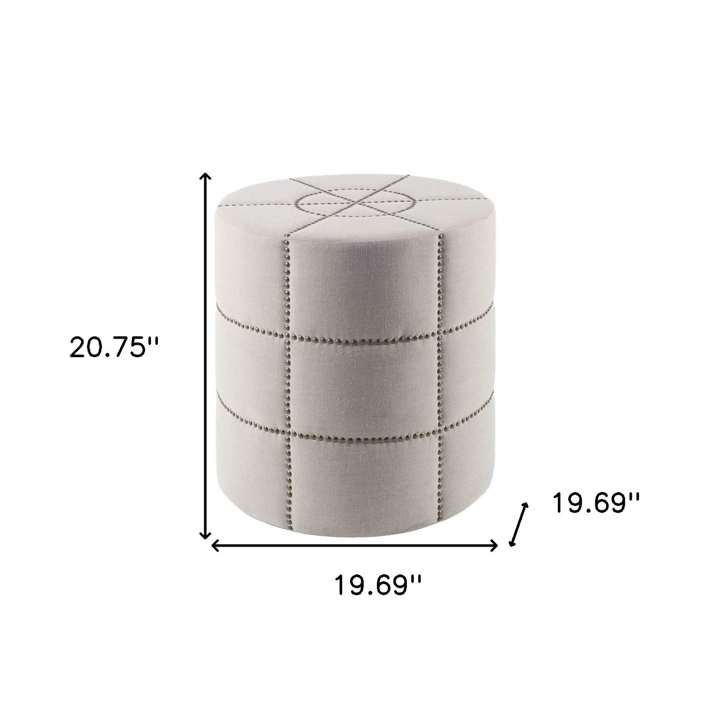 20" Cream Fabric Tufted Round Footstool